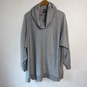 Chelsea & Theodore Cowl Neck Tunic Sweater‎ 3X Gray NWT Cozy Minimalist Slouchy